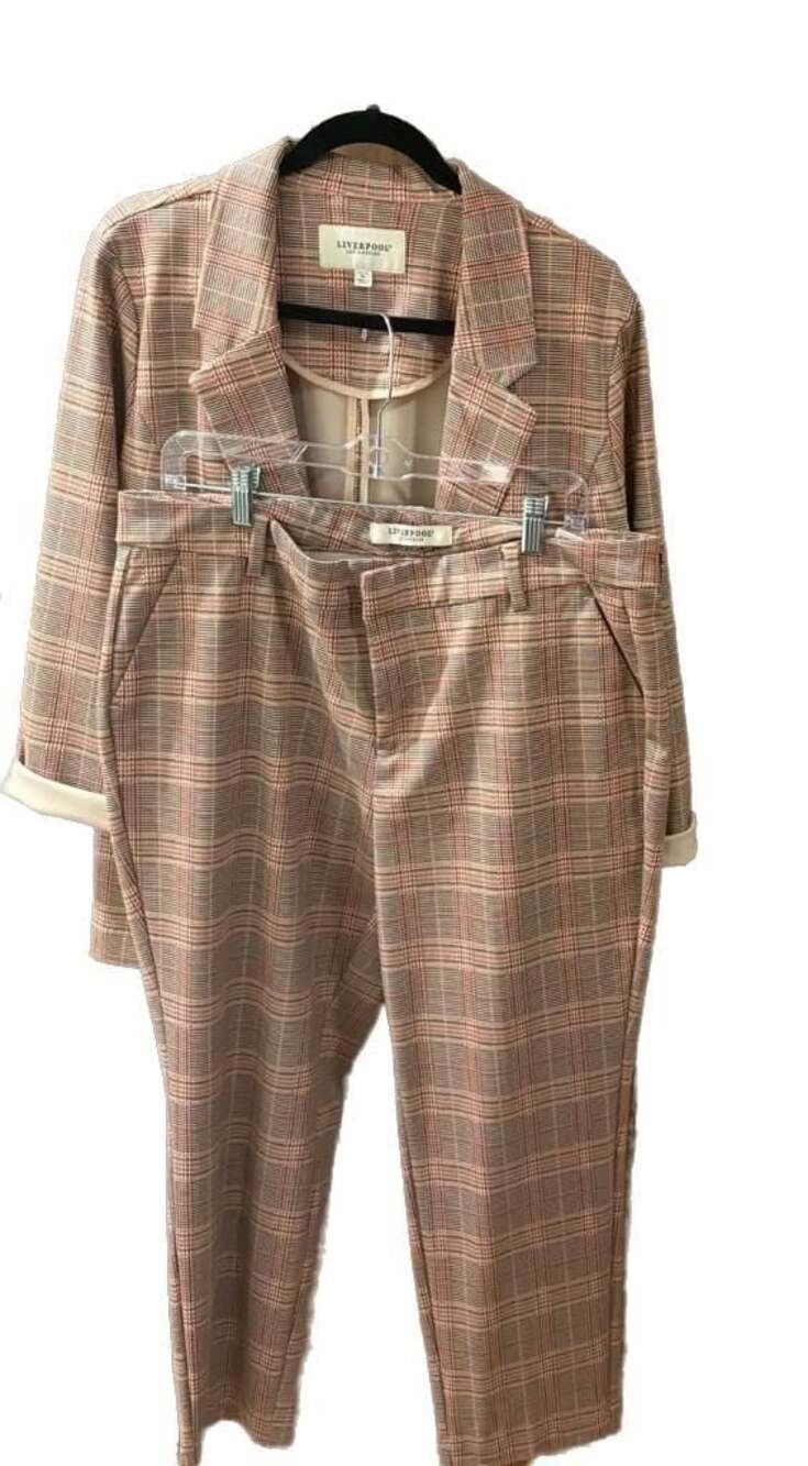 Liverpool Los Angeles Plaid 2-Piece Pant Suit Set - Blazer and Trousers